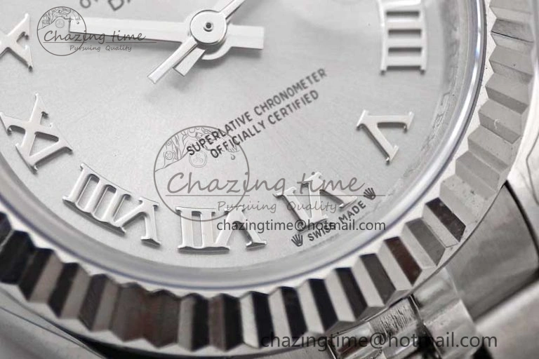Lady DateJust 28 SS TWF 1:1 Best Edition 904L Steel Silver Dial Roman Markers on President Bracelet NH05