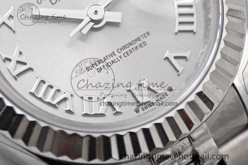 Lady DateJust 28 SS TWF 1:1 Best Edition 904L Steel Silver Dial Roman Markers on President Bracelet NH05