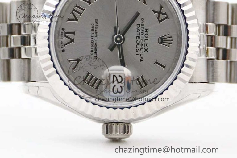 Lady DateJust 28 SS TWF 1:1 Best Edition 904L Steel Silver Dial Roman Markers on President Bracelet NH05