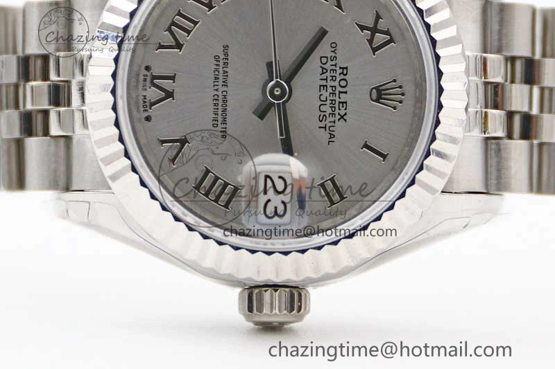 Lady DateJust 28 SS TWF 1:1 Best Edition 904L Steel Silver Dial Roman Markers on President Bracelet NH05