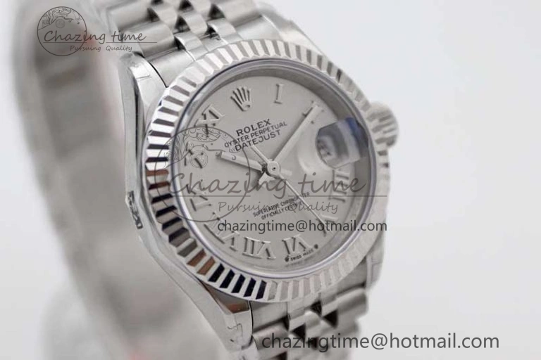Lady DateJust 28 SS TWF 1:1 Best Edition 904L Steel Silver Dial Roman Markers on President Bracelet NH05