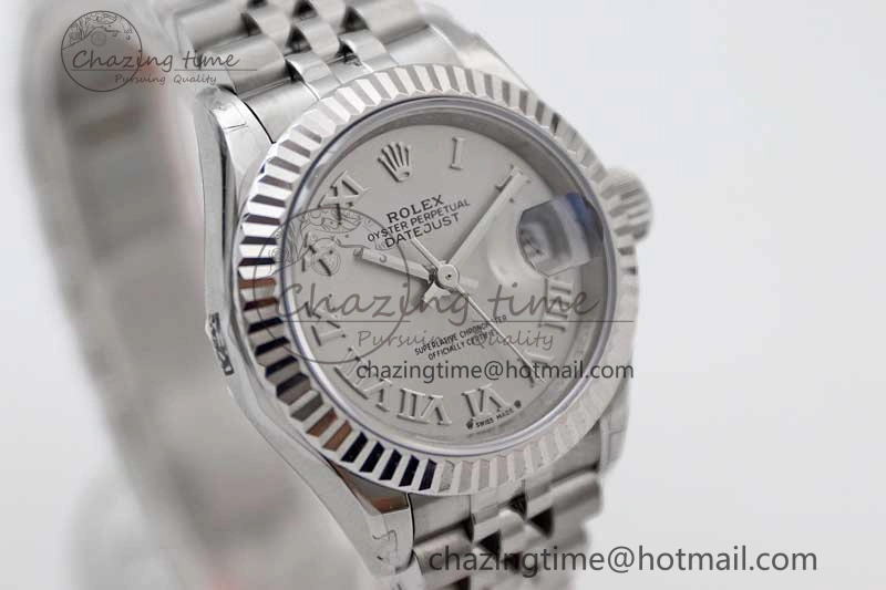 Lady DateJust 28 SS TWF 1:1 Best Edition 904L Steel Silver Dial Roman Markers on President Bracelet NH05