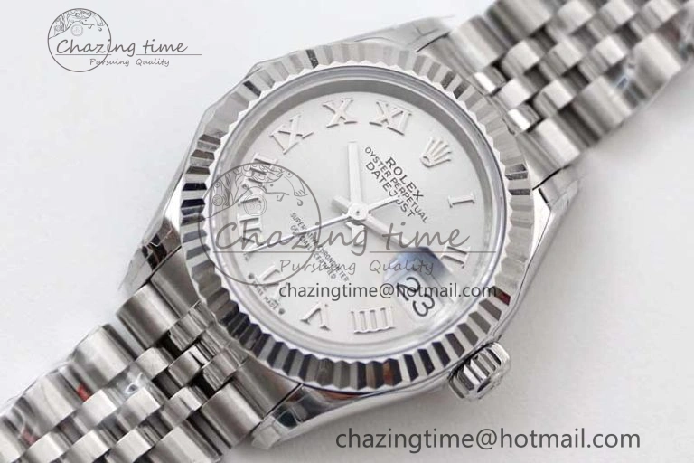 Lady DateJust 28 SS TWF 1:1 Best Edition 904L Steel Silver Dial Roman Markers on President Bracelet NH05