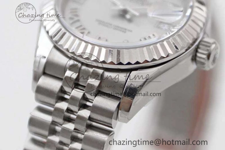 Lady DateJust 28 SS TWF 1:1 Best Edition 904L Steel Silver Dial Roman Markers on President Bracelet NH05