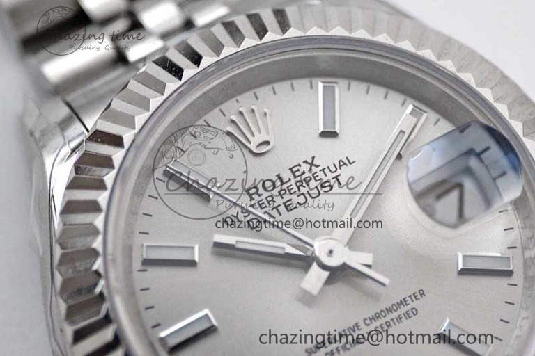 Lady DateJust 28 SS TWF 1:1 Best Edition 904L Steel Silver Dial on President Bracelet NH05