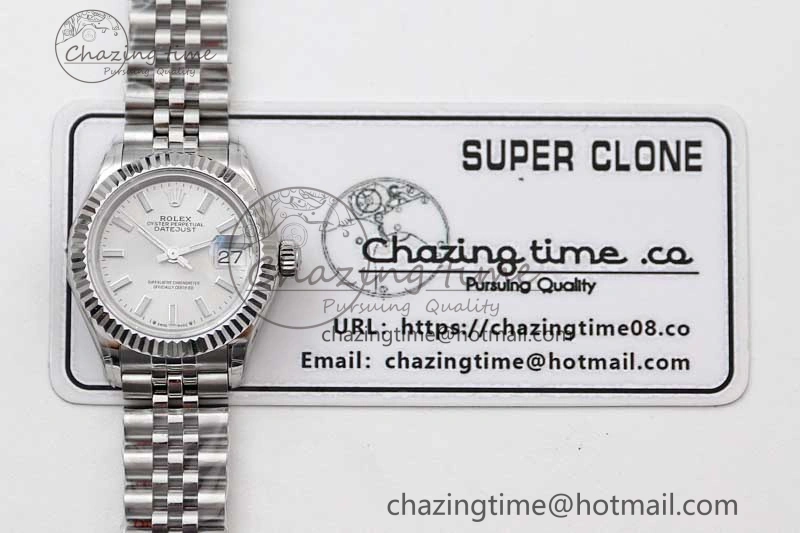 Lady DateJust 28 SS TWF 1:1 Best Edition 904L Steel Silver Dial on President Bracelet NH05