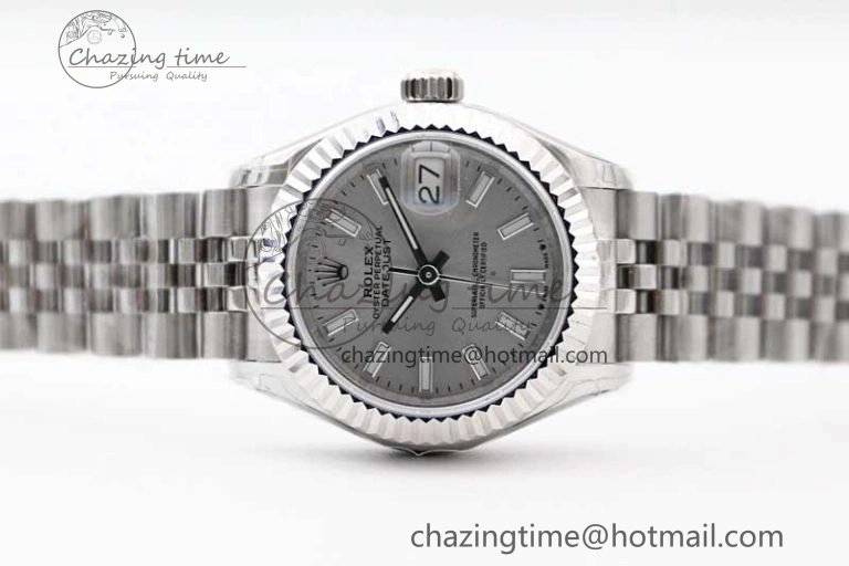 Lady DateJust 28 SS TWF 1:1 Best Edition 904L Steel Silver Dial on President Bracelet NH05