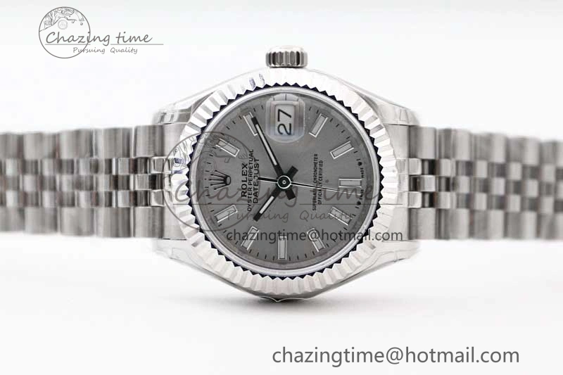 Lady DateJust 28 SS TWF 1:1 Best Edition 904L Steel Silver Dial on President Bracelet NH05