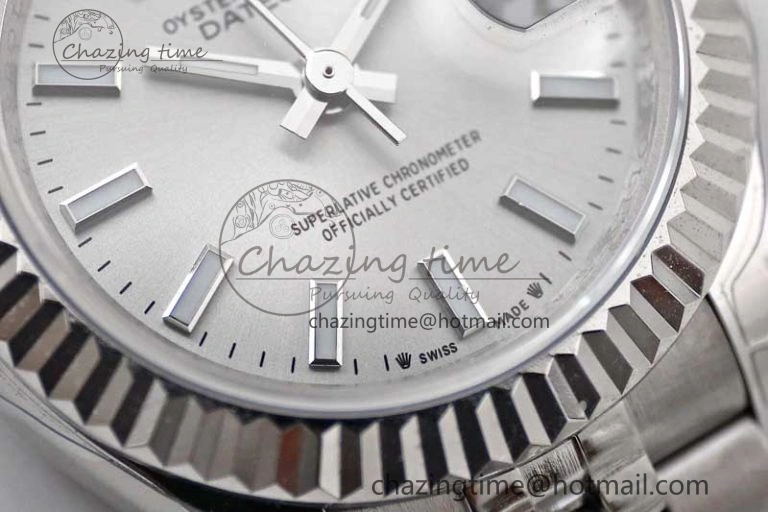 Lady DateJust 28 SS TWF 1:1 Best Edition 904L Steel Silver Dial on President Bracelet NH05