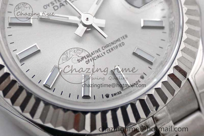 Lady DateJust 28 SS TWF 1:1 Best Edition 904L Steel Silver Dial on President Bracelet NH05