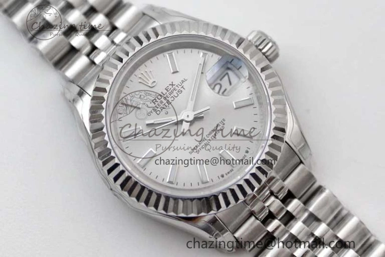 Lady DateJust 28 SS TWF 1:1 Best Edition 904L Steel Silver Dial on President Bracelet NH05