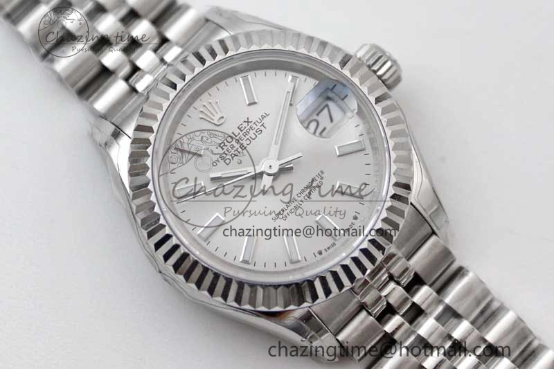 Lady DateJust 28 SS TWF 1:1 Best Edition 904L Steel Silver Dial on President Bracelet NH05
