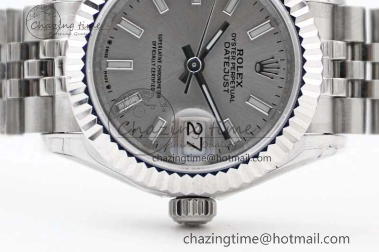 Lady DateJust 28 SS TWF 1:1 Best Edition 904L Steel Silver Dial on President Bracelet NH05