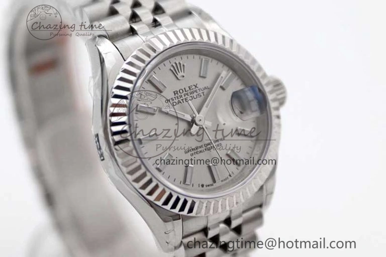 Lady DateJust 28 SS TWF 1:1 Best Edition 904L Steel Silver Dial on President Bracelet NH05