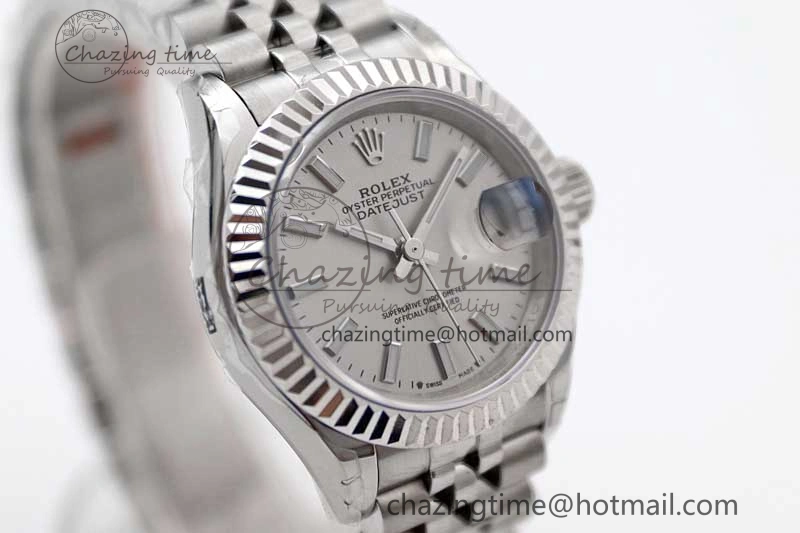Lady DateJust 28 SS TWF 1:1 Best Edition 904L Steel Silver Dial on President Bracelet NH05