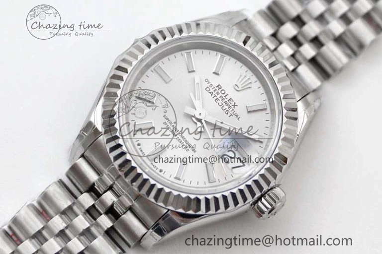 Lady DateJust 28 SS TWF 1:1 Best Edition 904L Steel Silver Dial on President Bracelet NH05