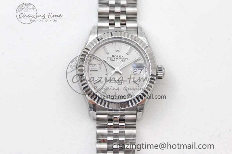 Lady DateJust 28 SS TWF 1:1 Best Edition 904L Steel Silver Dial on President Bracelet NH05