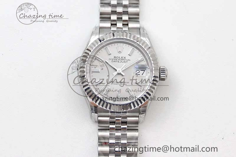 Lady DateJust 28 SS TWF 1:1 Best Edition 904L Steel Silver Dial on President Bracelet NH05