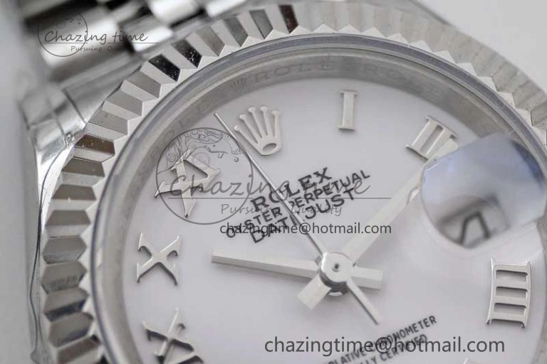 Lady DateJust 28 SS TWF 1:1 Best Edition 904L Steel White Dial Roman Markers on President Bracelet NH05