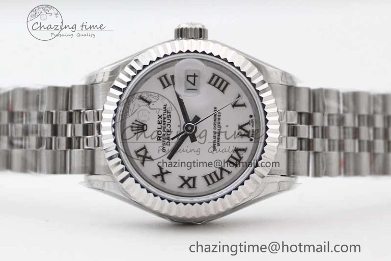 Lady DateJust 28 SS TWF 1:1 Best Edition 904L Steel White Dial Roman Markers on President Bracelet NH05