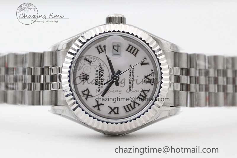 Lady DateJust 28 SS TWF 1:1 Best Edition 904L Steel White Dial Roman Markers on President Bracelet NH05