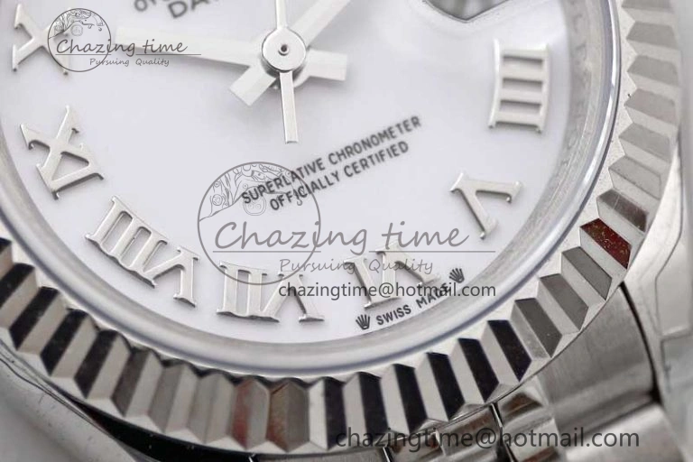Lady DateJust 28 SS TWF 1:1 Best Edition 904L Steel White Dial Roman Markers on President Bracelet NH05