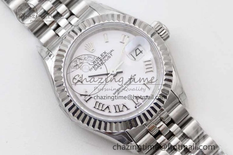 Lady DateJust 28 SS TWF 1:1 Best Edition 904L Steel White Dial Roman Markers on President Bracelet NH05