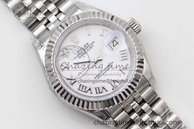 Lady DateJust 28 SS TWF 1:1 Best Edition 904L Steel White Dial Roman Markers on President Bracelet NH05