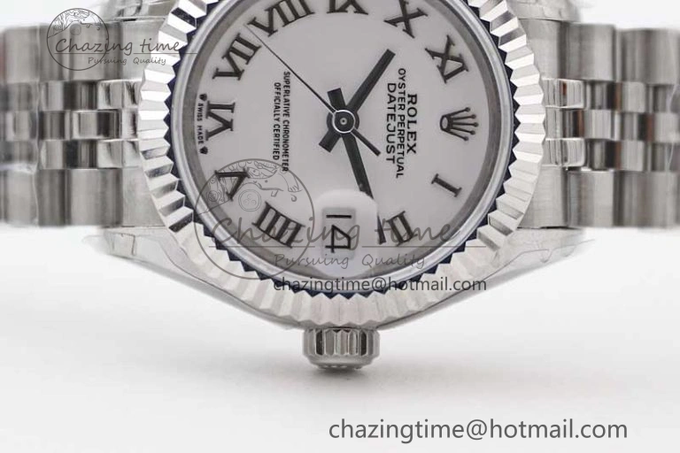 Lady DateJust 28 SS TWF 1:1 Best Edition 904L Steel White Dial Roman Markers on President Bracelet NH05