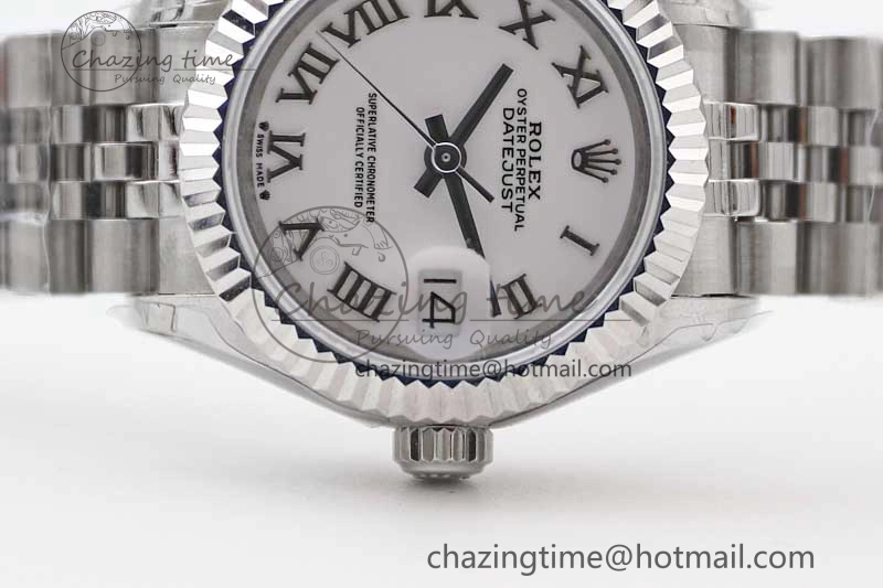 Lady DateJust 28 SS TWF 1:1 Best Edition 904L Steel White Dial Roman Markers on President Bracelet NH05