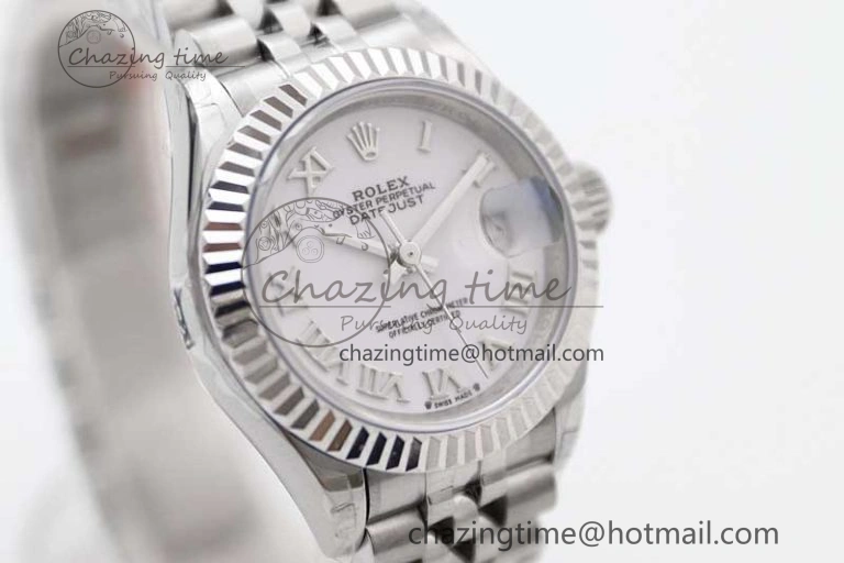 Lady DateJust 28 SS TWF 1:1 Best Edition 904L Steel White Dial Roman Markers on President Bracelet NH05