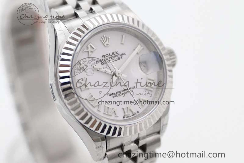 Lady DateJust 28 SS TWF 1:1 Best Edition 904L Steel White Dial Roman Markers on President Bracelet NH05