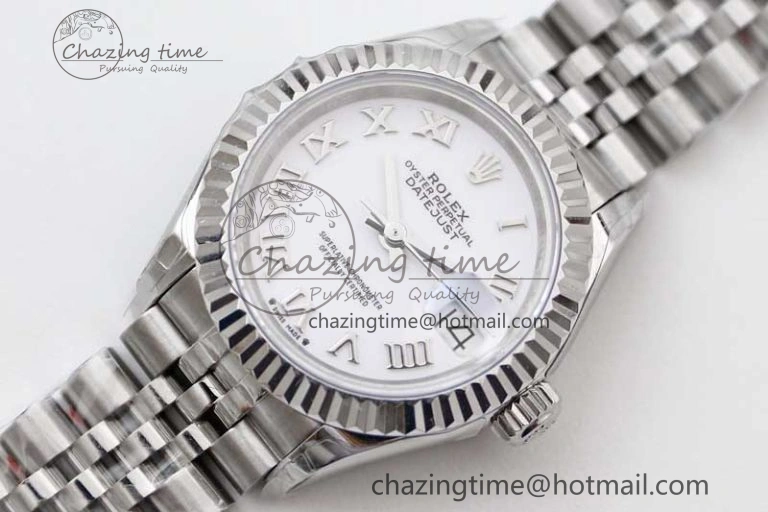 Lady DateJust 28 SS TWF 1:1 Best Edition 904L Steel White Dial Roman Markers on President Bracelet NH05