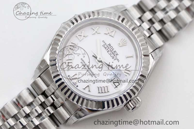 Lady DateJust 28 SS TWF 1:1 Best Edition 904L Steel White Dial Roman Markers on President Bracelet NH05
