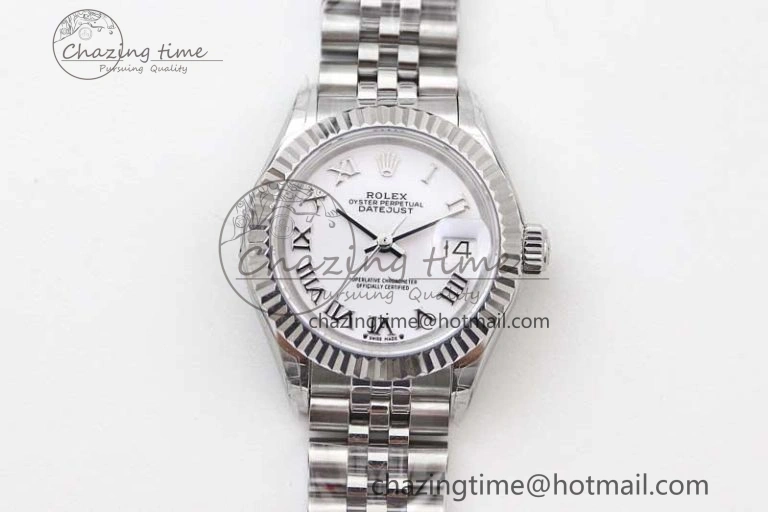 Lady DateJust 28 SS TWF 1:1 Best Edition 904L Steel White Dial Roman Markers on President Bracelet NH05
