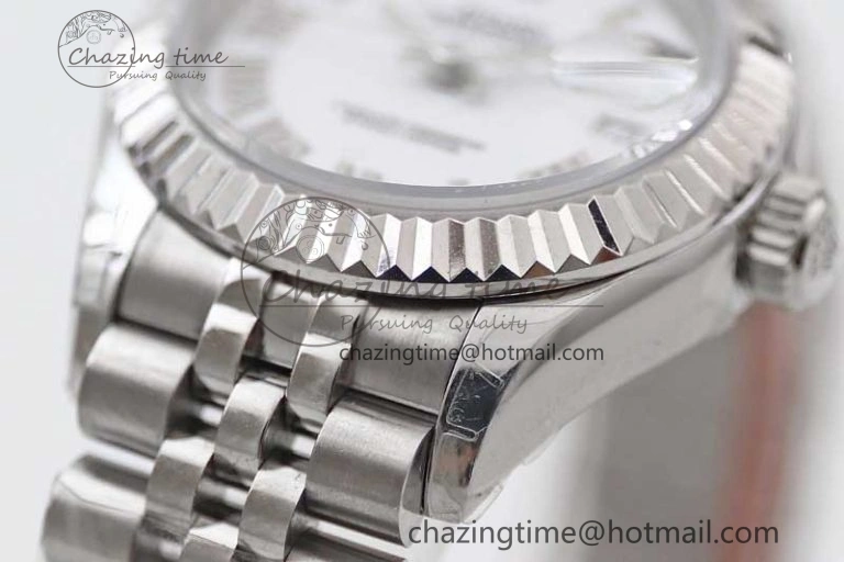Lady DateJust 28 SS TWF 1:1 Best Edition 904L Steel White Dial Roman Markers on President Bracelet NH05