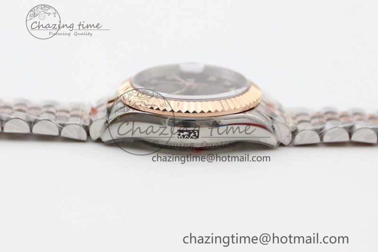 Lady DateJust 28 SS RG TWF 1:1 Best Edition Brown Dial Diamonds Markers on Jubilee Bracelet NH05