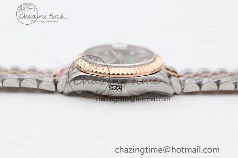 Lady DateJust 28 SS RG TWF 1:1 Best Edition Green Dial Diamonds Markers on Jubilee Bracelet NH05