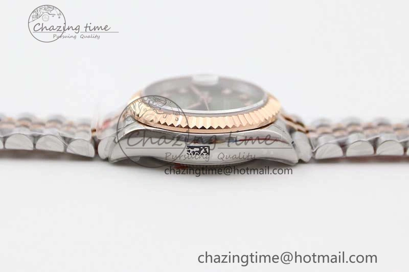 Lady DateJust 28 SS RG TWF 1:1 Best Edition Green Dial Diamonds Markers on Jubilee Bracelet NH05