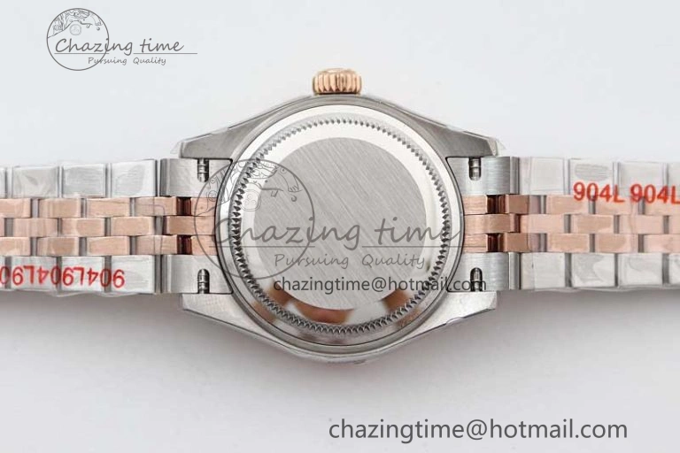 Lady DateJust 28 SS RG TWF 1:1 Best Edition Purple Dial Roman Markers on Jubilee Bracelet NH05