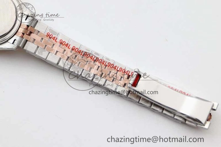 Lady DateJust 28 SS RG TWF 1:1 Best Edition Purple Dial Roman Markers on Jubilee Bracelet NH05