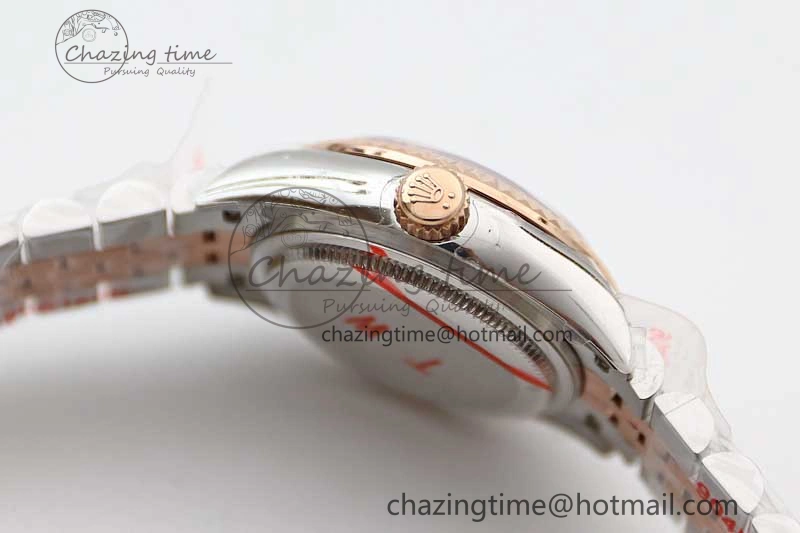 Lady DateJust 28 SS RG TWF 1:1 Best Edition Purple Dial Roman Markers on Jubilee Bracelet NH05