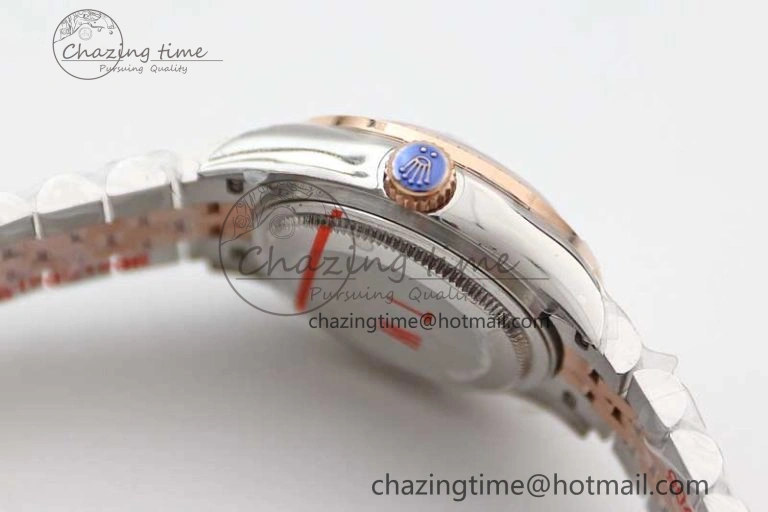 Lady DateJust 28 SS RG TWF Diamonds Bezel 1:1 Best Edition White Dial Roman Markers on Jubilee Bracelet NH05