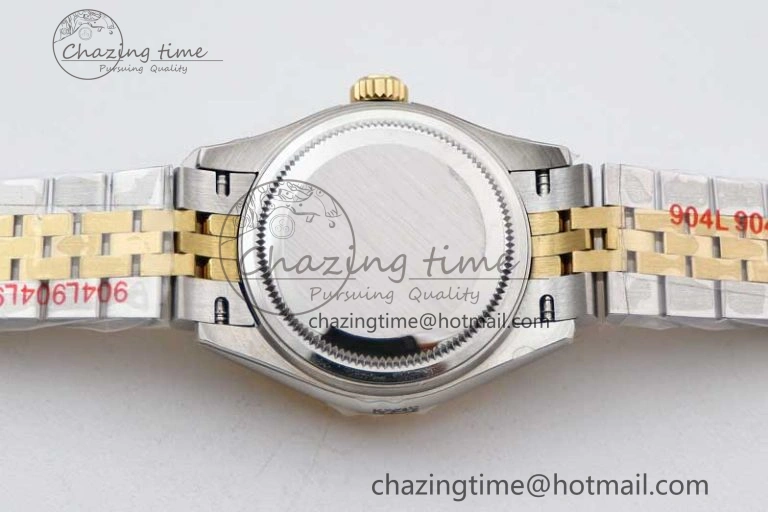 Lady DateJust 28 SS YG TWF Diamonds Bezel 1:1 Best Edition Gold Dial Diamond Markers on Jubilee Bracelet NH05