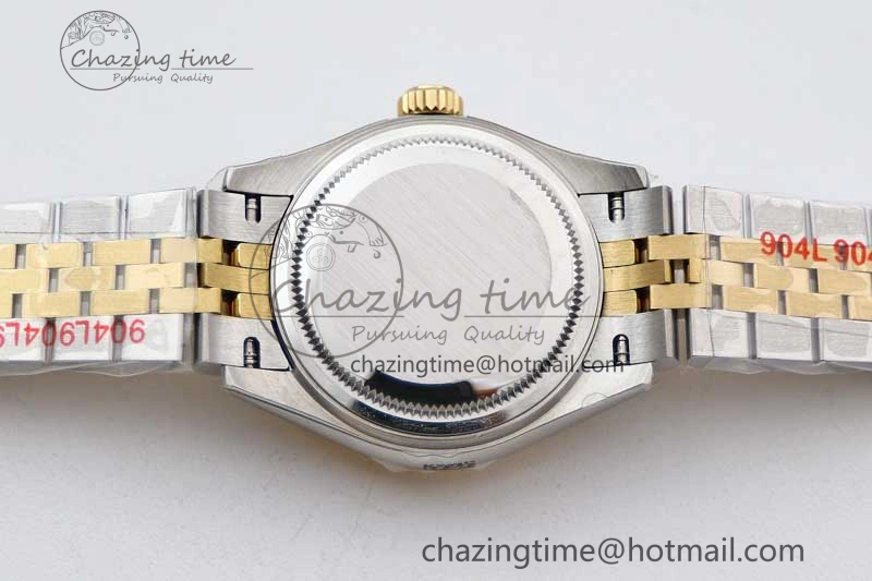 Lady DateJust 28 SS YG TWF Diamonds Bezel 1:1 Best Edition Gold Dial Diamond Markers on Jubilee Bracelet NH05