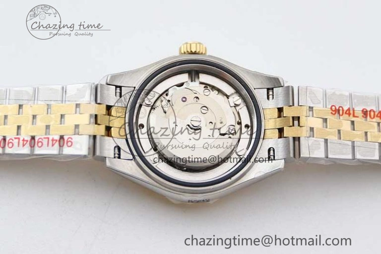 Lady DateJust 28 SS YG TWF Diamonds Bezel 1:1 Best Edition Gold Dial Diamond Markers on Jubilee Bracelet NH05