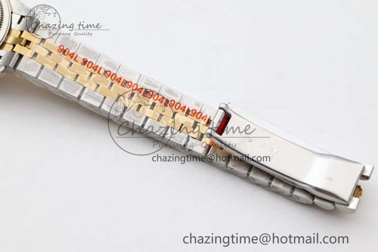 Lady DateJust 28 SS YG TWF Diamonds Bezel 1:1 Best Edition Gold Dial Diamond Markers on Jubilee Bracelet NH05