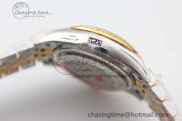 Lady DateJust 28 SS YG TWF Diamonds Bezel 1:1 Best Edition Gold Dial Diamond Markers on Jubilee Bracelet NH05