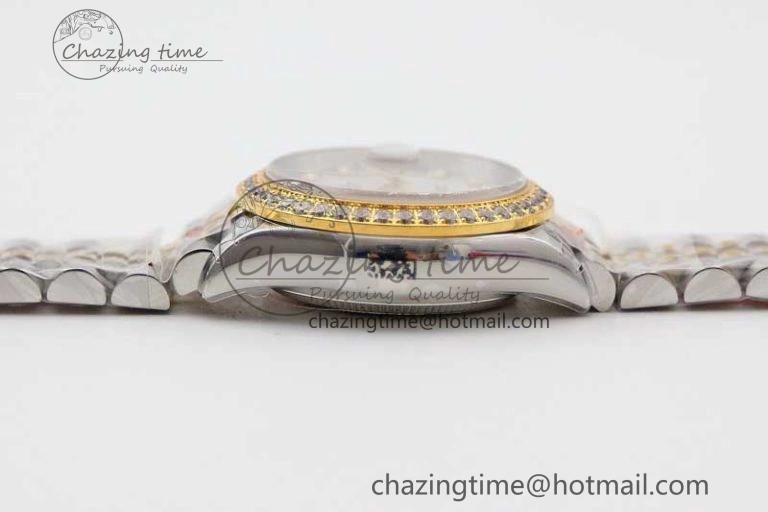 Lady DateJust 28 SS YG TWF Diamonds Bezel 1:1 Best Edition White MOP Dial Diamond Markers on Jubilee Bracelet NH05