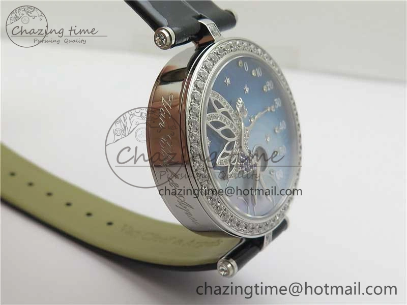 Lady Féerie Full Diamonds 5GF Best Edition Blue Dial on Leather Strap Quartz